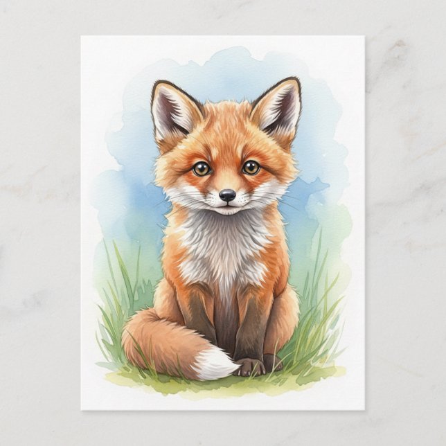 Young Fox Baby Wild Animals Postcard Postkarte (Vorderseite)