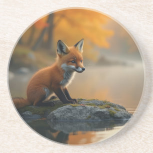 Young Fox im Herbst Getränkeuntersetzer