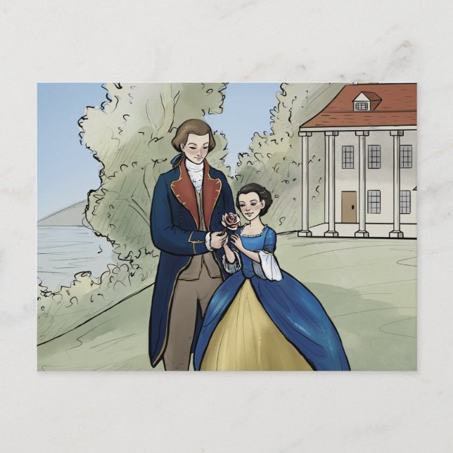 Young George und Martha Washington am Mount Vernon Postkarte (Vorderseite)