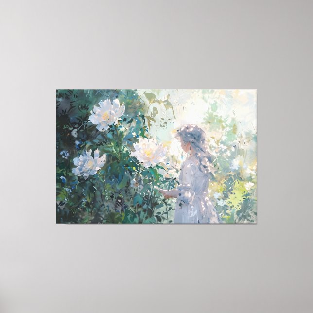 *~* Young Girl BLUME TV2 Stretched Canvas Print Leinwanddruck (Vorderseite)