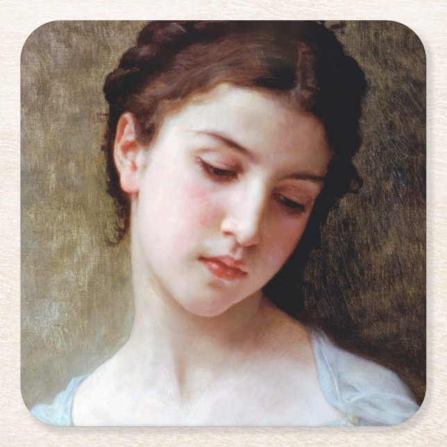 Young Girl, Bouguereau Rechteckiger Pappuntersetzer (Vorderseite)