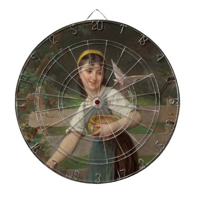 Young Girl Fütternd the Doves (von Émile Munier) Dartscheibe (vorne)