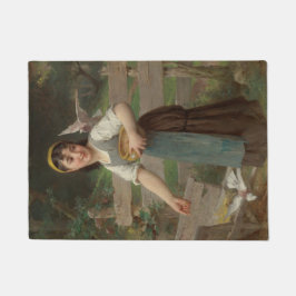 Young Girl Fütternd the Doves (von Émile Munier) Fußmatte