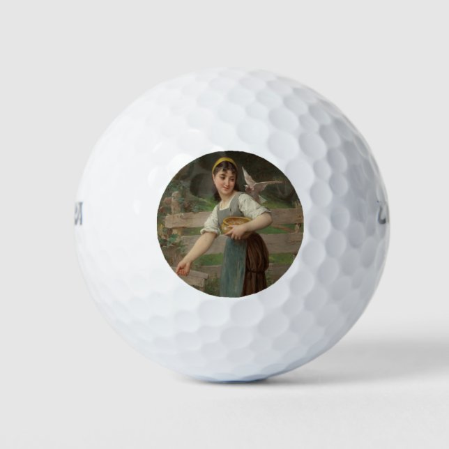 Young Girl Fütternd the Doves (von Émile Munier) Golfball (Vorderseite)