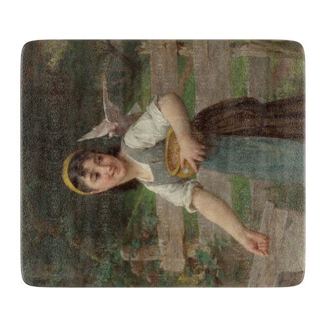 Young Girl Fütternd the Doves (von Émile Munier) Schneidebrett (Vorderseite)