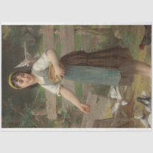 Young Girl Fütternd the Doves (von Émile Munier)