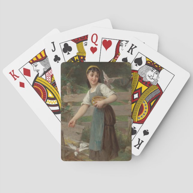 Young Girl Fütternd the Doves (von Émile Munier) Spielkarten (Rückseite)