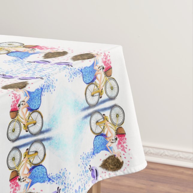 Young Girl on a Bike Tablecloge Romantische Liebe Tischdecke (Beispiel)
