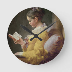 Young Girl Reading, c.1776 Runde Wanduhr
