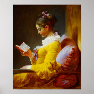 Young Girl Reading - Gemälde aus dem 18. Jahrhunde Poster