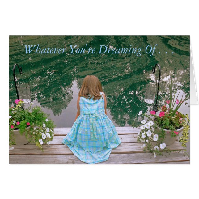 "Young Girl Sitting on Dock, Daydreaming" (Vorderseite (Horizontal))