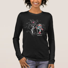 Young Girl Skier | Individuelle Name Weihnachtsges Sweatshirt