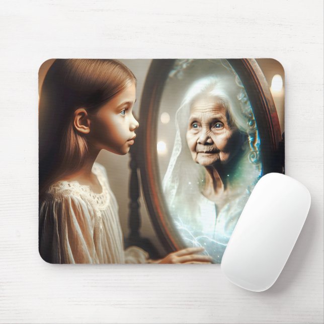Young Girl Staring bei Old Lady in Mirror Mousepad (Mit Mouse)