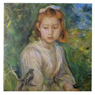 Young Girl With a Bird (von Berthe Morisot) Fliese