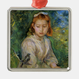 Young Girl With a Bird (von Berthe Morisot) Ornament Aus Metall