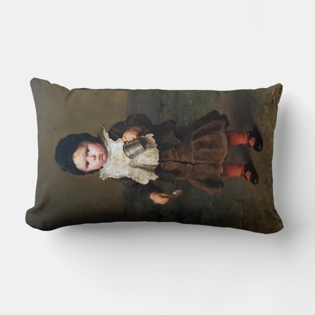 Young Girl with a Empty Cup (Ludwig Knaus) Lendenkissen (Vorderseite)