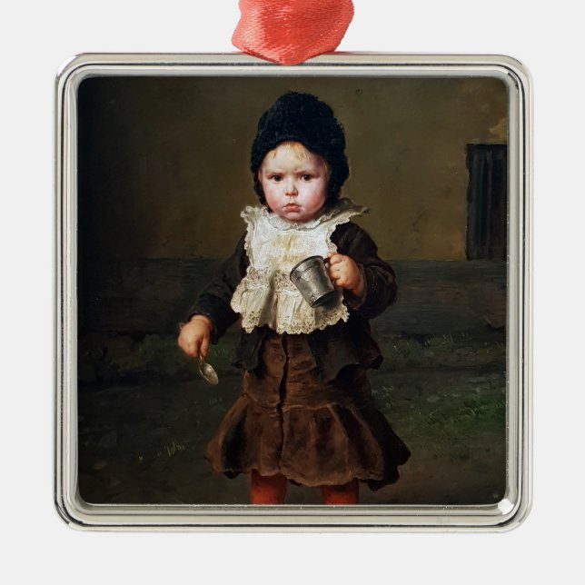 Young Girl with a Empty Cup (Ludwig Knaus) Ornament Aus Metall (Vorne)
