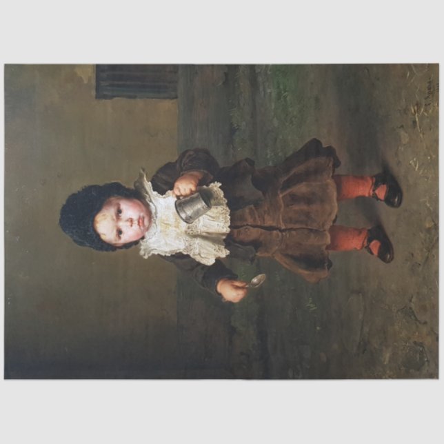 Young Girl with a Empty Cup (Ludwig Knaus) Seidenpapier (Vorderseite)