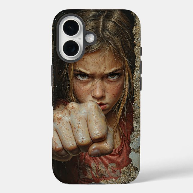Young girl with fierce expression ready to punch.  Case-Mate iPhone hülle (Rückseite)