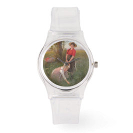 Young Girls Picking Blume Armbanduhr