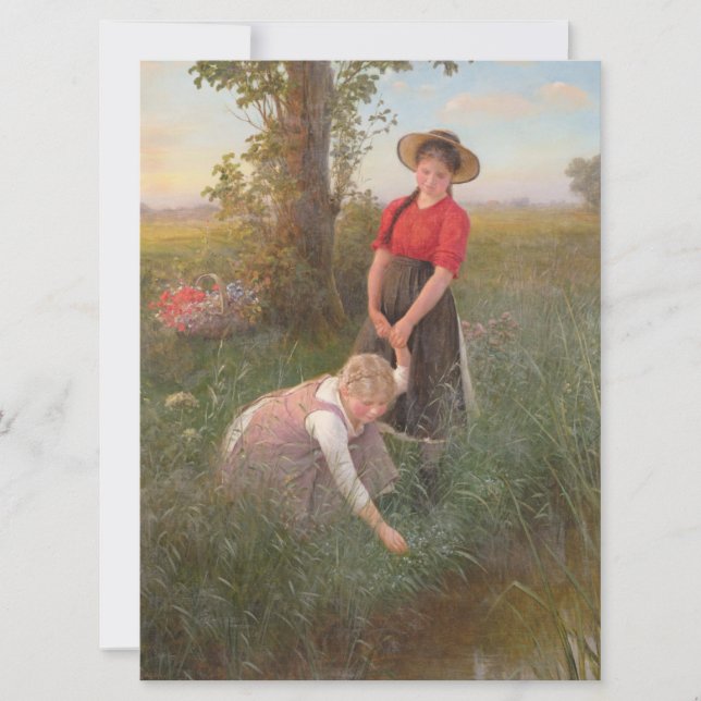 Young Girls Picking Blume Karte (Vorderseite)