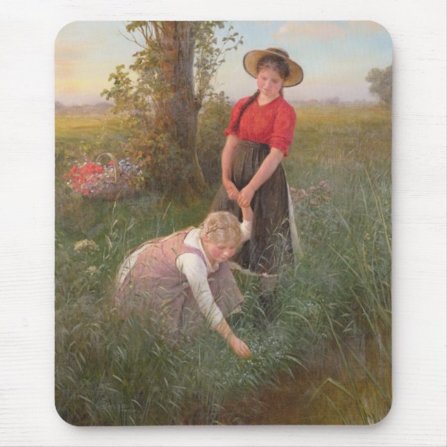 Young Girls Picking Blume Mousepad (Vorne)