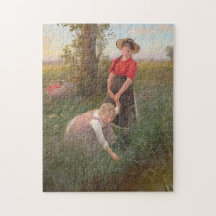 Young Girls Picking Blume
