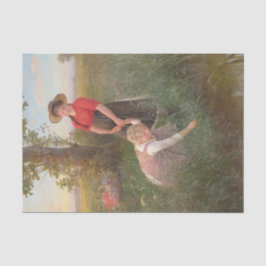 Young Girls Picking Blume Seidenpapier