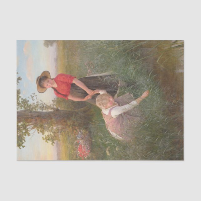 Young Girls Picking Blume Seidenpapier (Vorderseite)