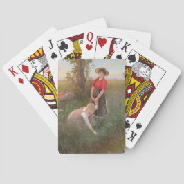 Young Girls Picking Blume Spielkarten