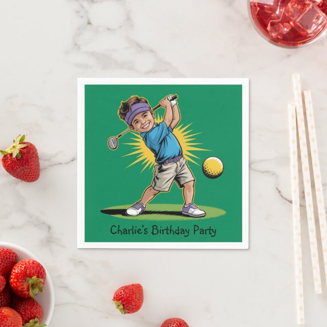 Young Golfer Birthday Swing Party Serviette (Beispiel)