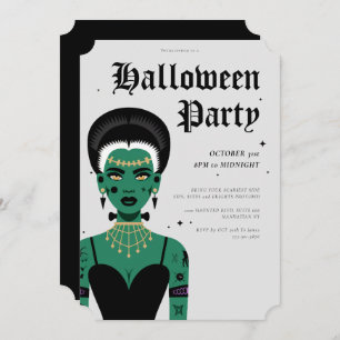 Young Goth Bride von Frankenstein Halloween-Party Einladung