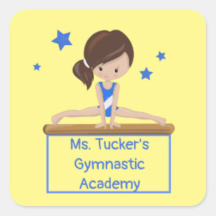 Young Gymnast Academy School Class Custom Square Quadratischer Aufkleber