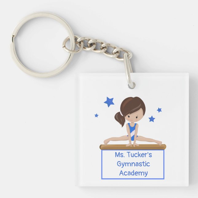 Young Gymnast Academy School Class Custom Text Schlüsselanhänger (Vorderseite)