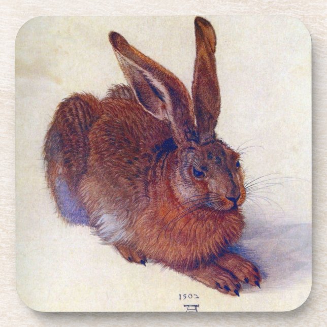 Young Hare by Albrecht Durer, Renaissance Fine Art Getränkeuntersetzer (Vorderseite)