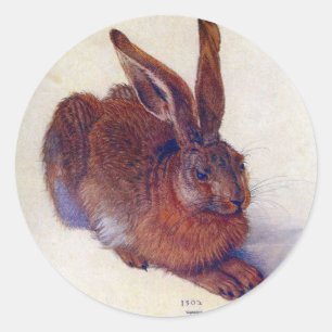 Young Hare by Albrecht Durer, Renaissance Fine Art Runder Aufkleber