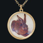 Young Hare by Albrecht Durer, Renaissance Fine Art Vergoldete Kette<br><div class="desc">Young Hare (1502) des Künstlers Albrecht Dürer (1471-1528) ist ein Vintages Porträtmaler aus der Renaissance. Ein Baby-Feldhase in einer Wiese mit weißem Schnee während der Wintersaison. Eine niedliche Waldkreatur.</div>