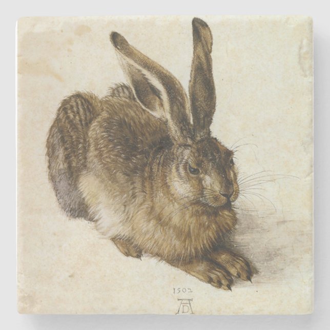"Young Hare" von Albrecht Dürer Square Steinuntersetzer (Vorderseite)