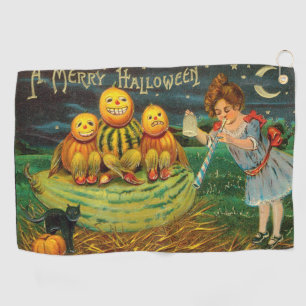 Young Hexe's Brew: Pumpkin Men on Magick Altar Golfhandtuch