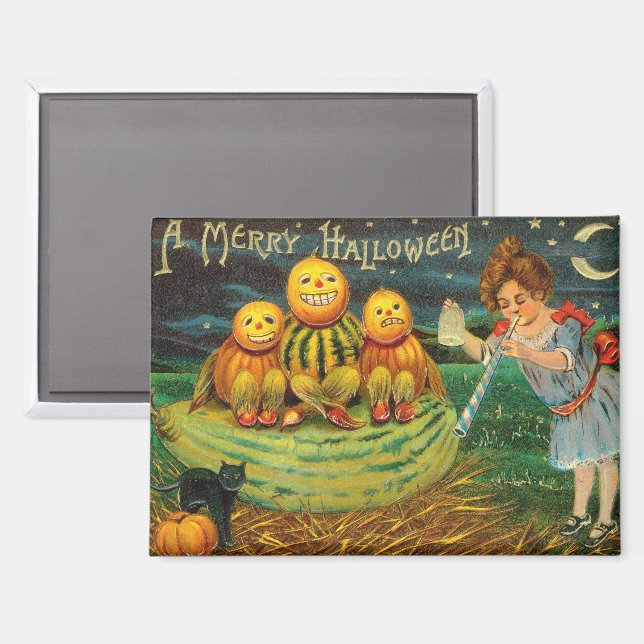 Young Hexe's Brew: Pumpkin Men on Magick Altar Magnet (Vorderseite/Rückseite)