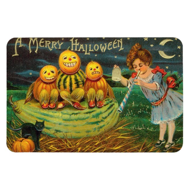 Young Hexe's Brew: Pumpkin Men on Magick Altar Magnet (Horizontal)