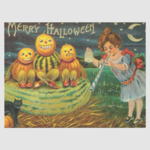 Young Hexe's Brew: Pumpkin Men on Magick Altar Seidenpapier
