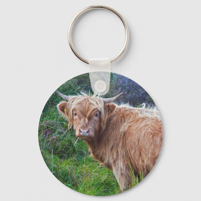 Young Highland Cow Keyring Schlüsselanhänger (Vorderseite)