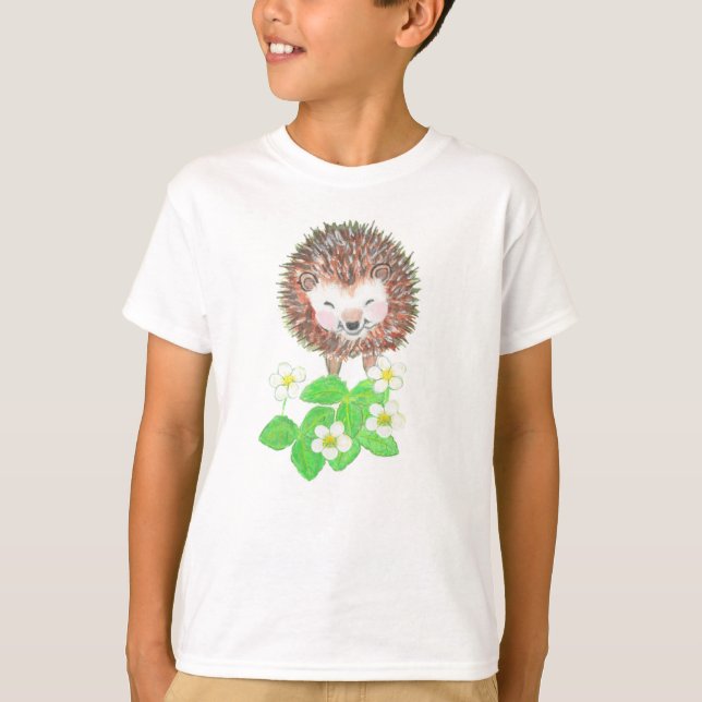 Young Igel & Wild Strawberry Blume T-Shirt (Vorderseite)