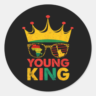 Young King Crown African American Kids Boys 1865 J Runder Aufkleber