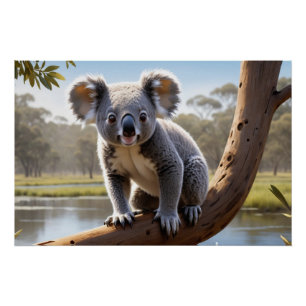 Young Koala am See Poster