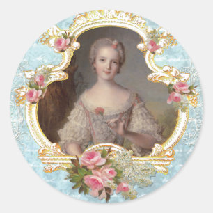 Young Marie Antoinette n Pink Roses Stickers