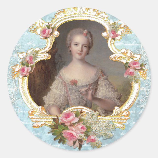 Young Marie Antoinette n Pink Roses Stickers (Vorderseite)