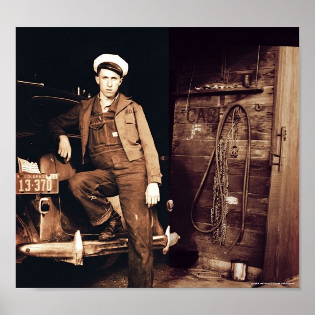 Young Mechanic Vintag Foto Poster (Vorne)