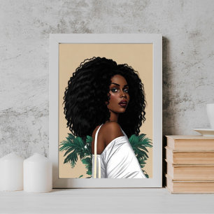 Young Modern Black Afro Girl illustriert Poster